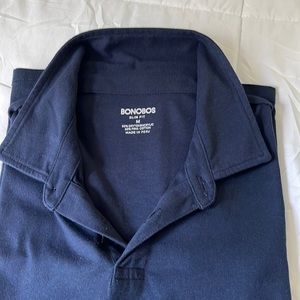 Bonobos Pima performance polo in navy color. Medium slim fit